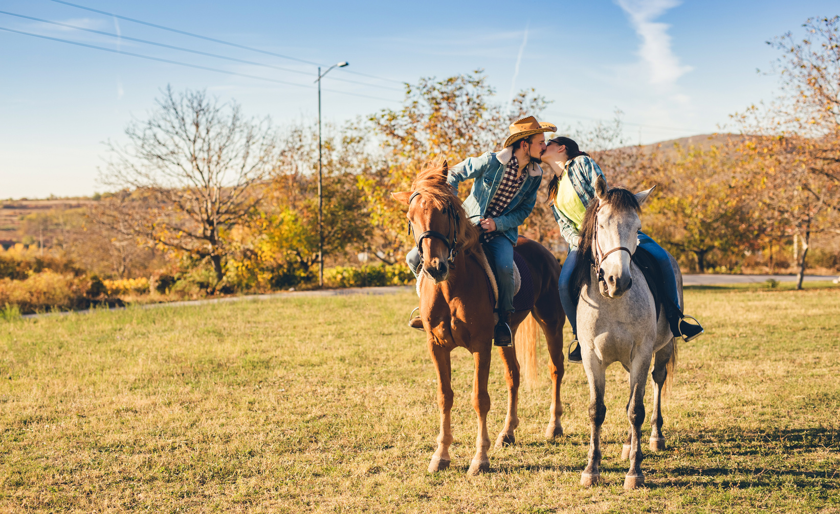 Couple horse riding
